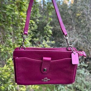COACH Shoulder/Crossbody Messenger Bag Berry Maroon w Silver Women's Handbag